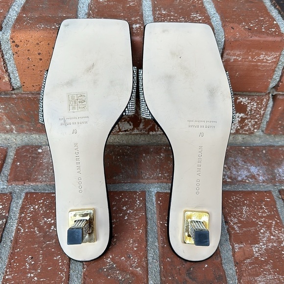 Good‎ American Kickstand Slide Kitten Heel Sandals Black Diamond Size 6.5 - Picture 7 of 9